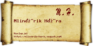 Mlinárik Héra névjegykártya
